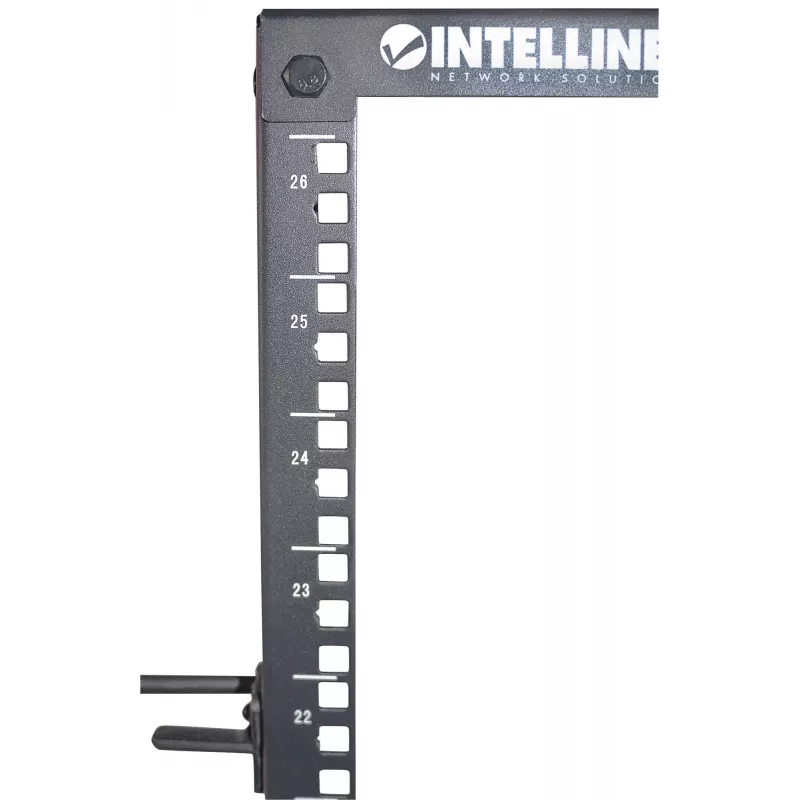 Intellinet 19 collu tīkla statīvs – atvērta rāmja (4 statņu), 26U, melns, plakani iepakots, maks. 360 kg