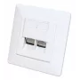Intellinet 2-Port Cat6a 10G Shielded RJ45 Wall Plate Flush Mount with Faceplate, STP, Signal Balts RAL9003