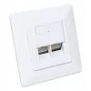 Intellinet 2-Port Cat6a 10G Shielded RJ45 Wall Plate Flush Mount with Faceplate, STP, Signal Balts RAL9003
