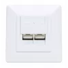 Intellinet 2-Port Cat6a 10G Shielded RJ45 Wall Plate Flush Mount with Faceplate, STP, Signal Balts RAL9003