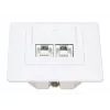 Intellinet 2-Port Cat6a 10G Shielded RJ45 Wall Plate Flush Mount with Faceplate, STP, Signal Balts RAL9003