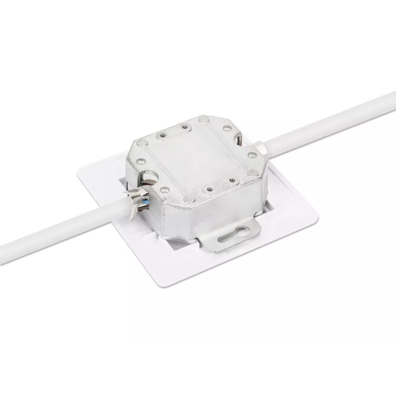 Intellinet 2-Port Cat6a 10G Shielded RJ45 Wall Plate Flush Mount with Faceplate, STP, Signal Balts RAL9003