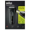 Braun Series 3 Series 3000 skuveklis, folijas skuveklis, melns, 2 SensoFoil, LED, jauda, maiņstrāva/baterija