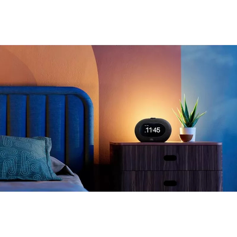 Pulksteņa radio JBL HORIZON 3 — DAB/DAB+/FM, 5 W RMS, 65–20 000 Hz, LCD displejs, rotējoša skaļuma regulēšana, melna