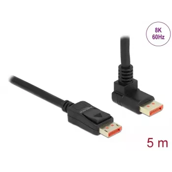 DisplayPort kabelis DeLOCK 87057 8K 60Hz 5m vīrišķais uz vīrišķo 90° leņķī