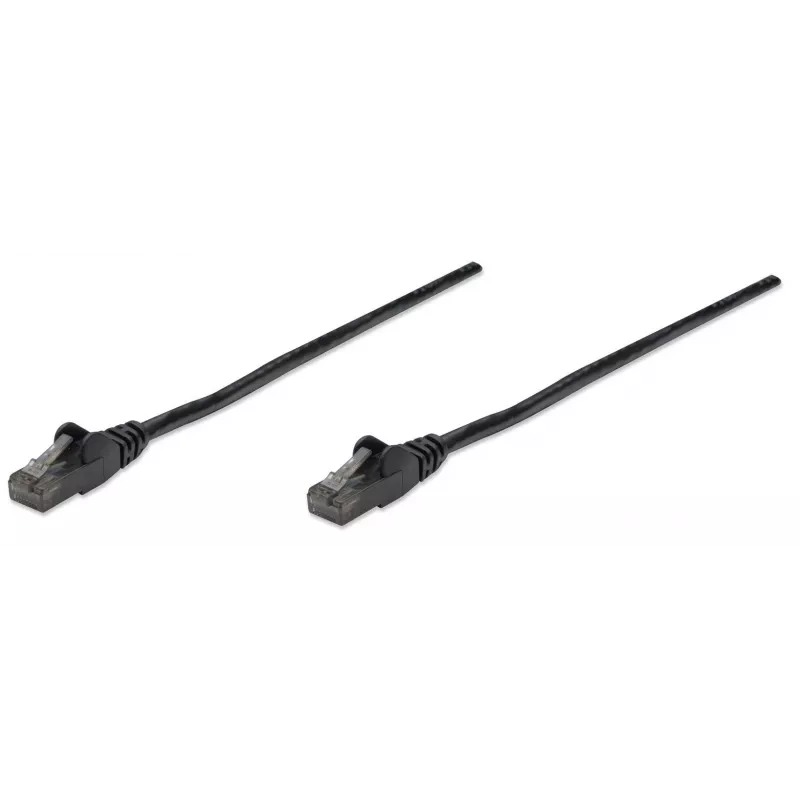 Intellinet tīkla komutācijas kabelis, Cat6, 10 m, melns, CCA, U/UTP, PVC, RJ45, zelta pārklājuma kontakti, bez aizķeršanās, ar aizsargapvalku, mūža garantija