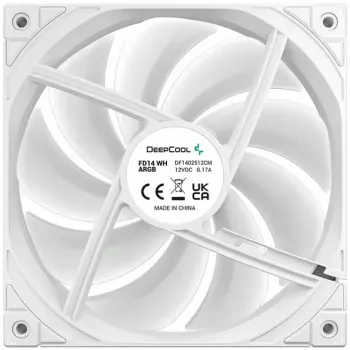 Dzesēšanas ventilators DeepCool FD14 ARGB balta 140mm 3in1 — 140 mm, ARGB, balts, 3 gab. komplekts