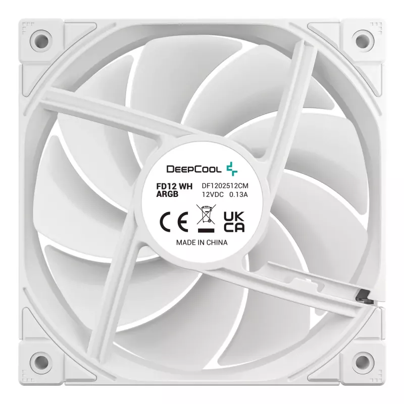 12 cm DeepCool FD12 ARGB datora korpusa ventilators, balts, 400–2050 apgr./min, hidrauliskais gultnis