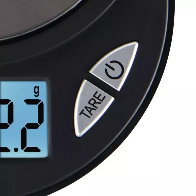 Elektroniskie virtuves svari Xavax Jewel Melns Oval — max 0.5 kg, precizitāte 0.1 g, CR2032 baterija, 130×100×15 mm