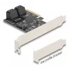 Iekšējais SATA adapteris DELOCK 90890 — PCIe uz 5× SATA (JMicron JMB585), zema profila, melns
