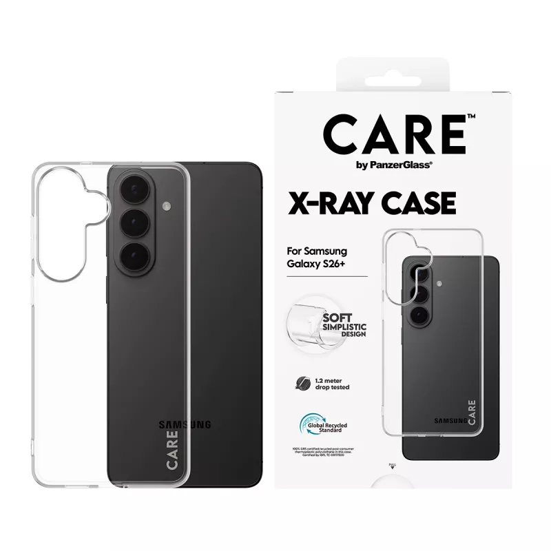 Aizsardzības PanzerGlass CARE X-Ray vāciņš Samsung Galaxy S26+ (CR41489) — caurspīdīgs aizsargtelefona vāciņš