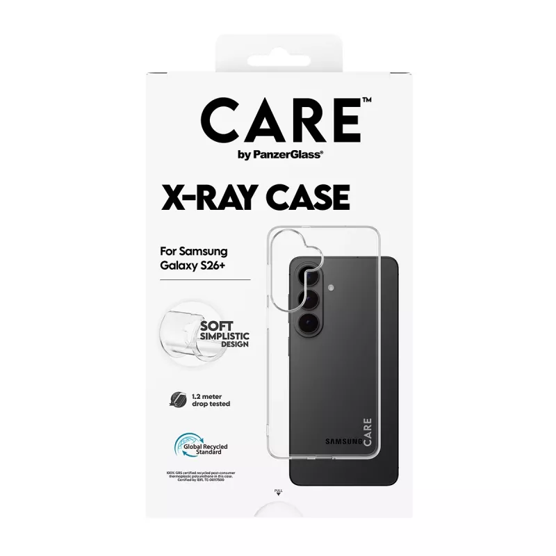 Aizsardzības PanzerGlass CARE X-Ray vāciņš Samsung Galaxy S26+ (CR41489) — caurspīdīgs aizsargtelefona vāciņš