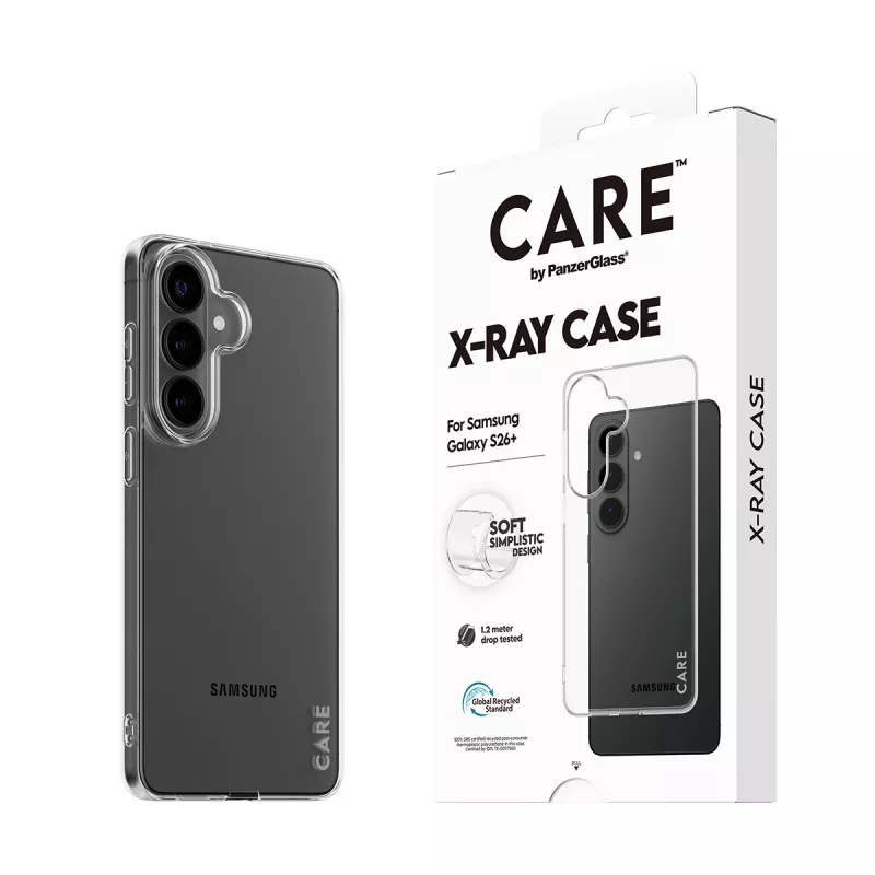 Aizsardzības PanzerGlass CARE X-Ray vāciņš Samsung Galaxy S26+ (CR41489) — caurspīdīgs aizsargtelefona vāciņš