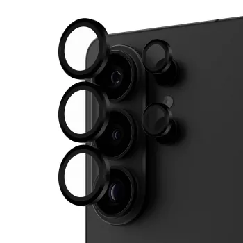 Kameras lēcas aizsargs PanzerGlass Hoops Samsung Galaxy S26 Ultra — rūdīts stikls, silikons, melns
