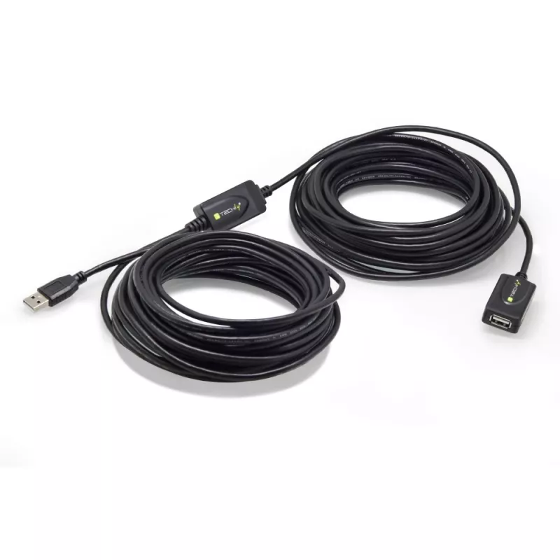 Techly IUSB-REP220TY3 USB kabelis USB 2.0 20 m USB A Melns