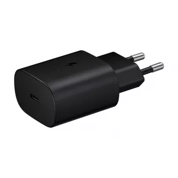 Sienas lādētājs Samsung EP-TA800XBEGEU 25W USB-C ātrā uzlāde, kompakts maiņstrāvas adapteris