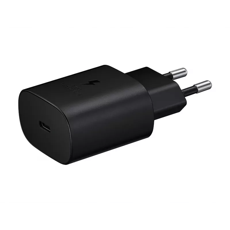 Sienas lādētājs Samsung EP-TA800XBEGEU 25W USB-C ātrā uzlāde, kompakts maiņstrāvas adapteris