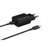Sienas lādētājs Samsung EP-TA800XBEGEU 25W USB-C ātrā uzlāde, kompakts maiņstrāvas adapteris
