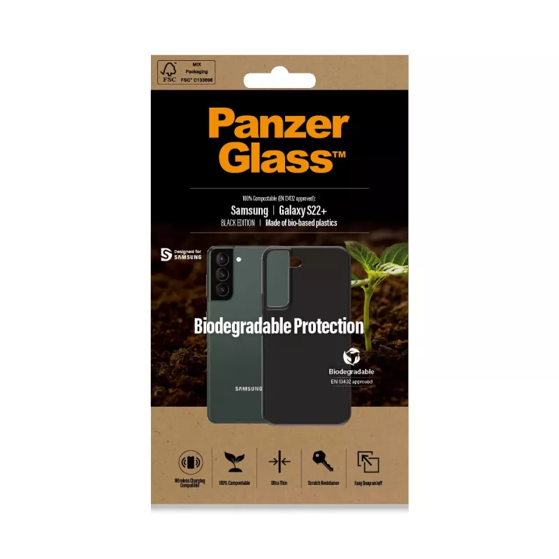 PanzerGlass Samsung Galaxy S22 Plus vāciņš, melns, bioloģiski noārdāms