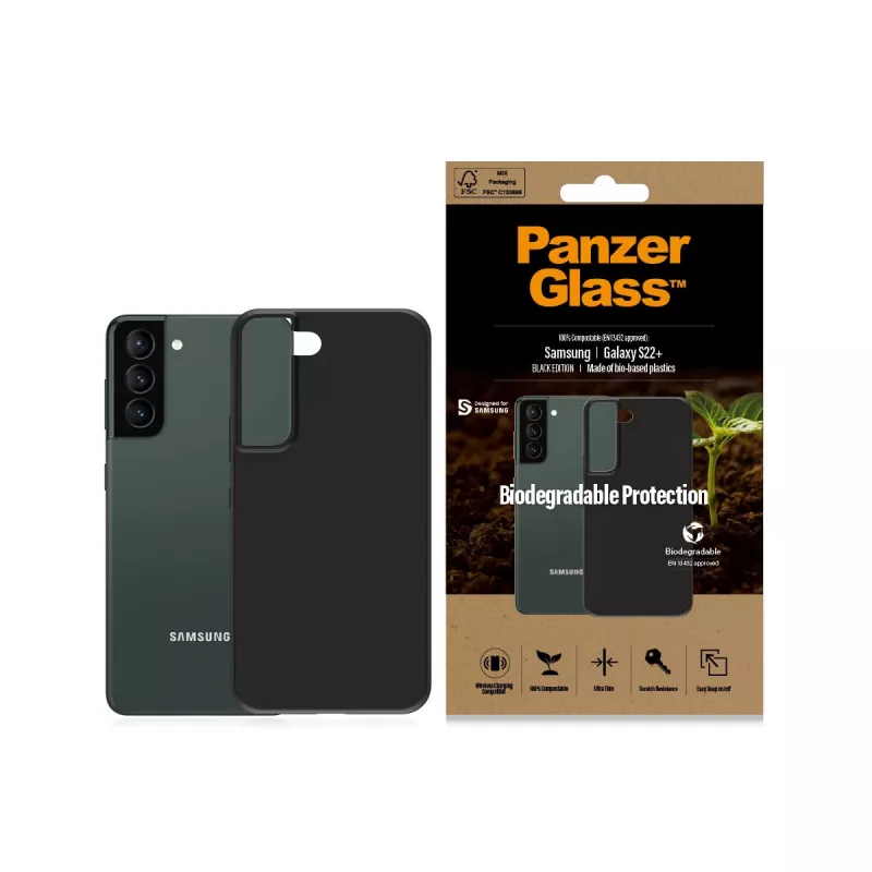 PanzerGlass Samsung Galaxy S22 Plus vāciņš, melns, bioloģiski noārdāms