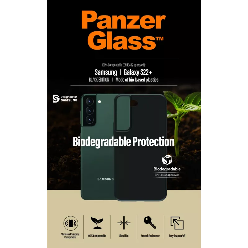 PanzerGlass Samsung Galaxy S22 Plus vāciņš, melns, bioloģiski noārdāms