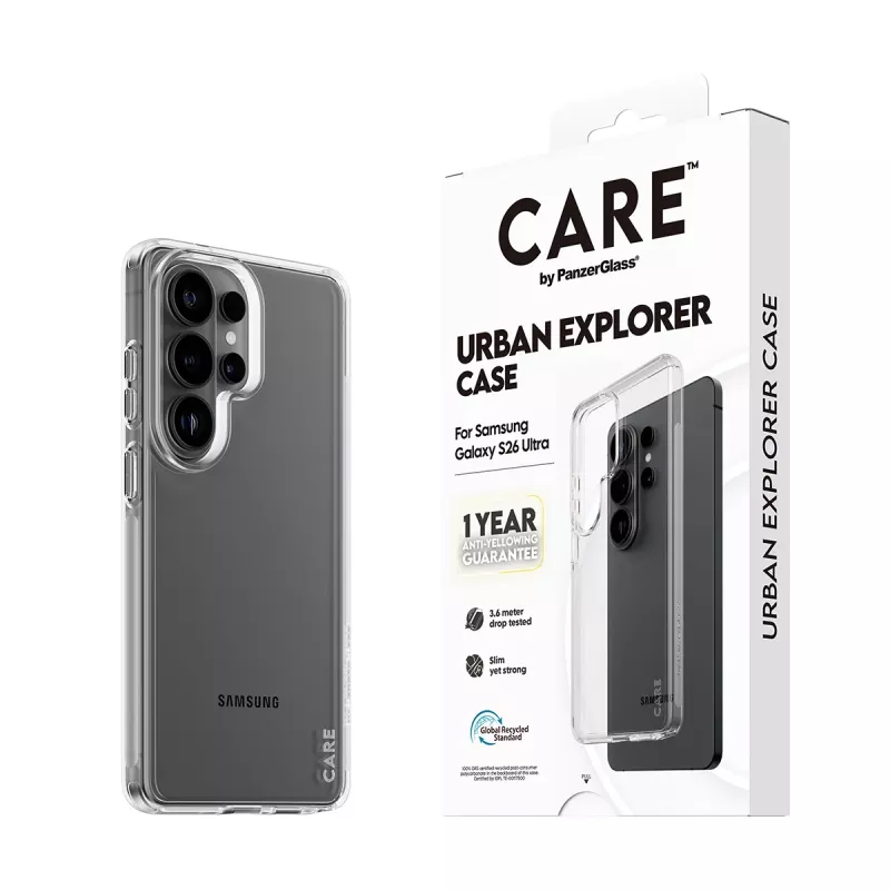 Aizsargvāciņš PanzerGlass CARE by Urban Explorer vāciņš Samsung Galaxy S26 Ultra, caurspīdīgs