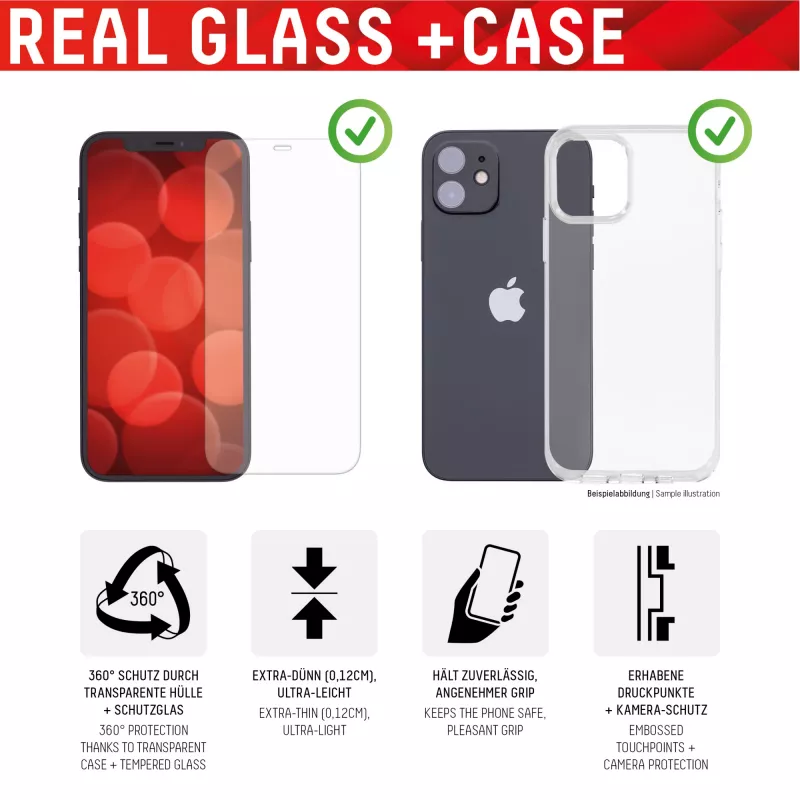 Displex ekrāna aizsargstikls (10H) + maciņš Apple iPhone 13 Pro, uzstādīšanas uzlīme, + maciņš, rūdīts stikls, pret skrāpējumiem izturīga aizsargplēve