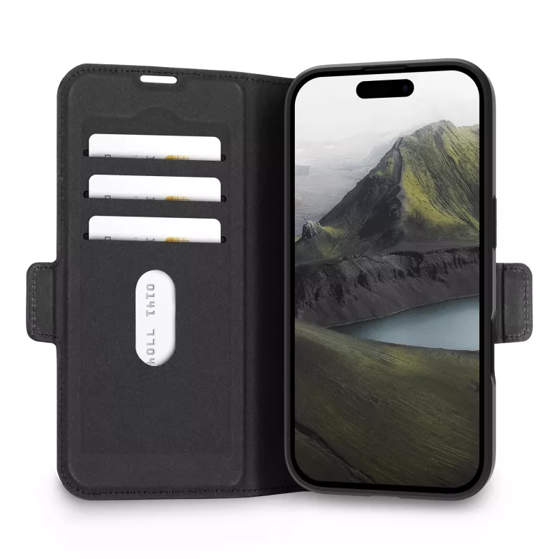 dbramante1928 Flip vāciņš priekš iPhone 17 (6.7 inch) Oslo Pro MS — 17 cm ekrāns, melns, 3 karšu kabatiņas