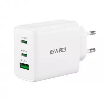 j5create JUP3365E-EN 65W GaN USB-C® 3-portu lādētājs, iekštelpu, maiņstrāva, balts