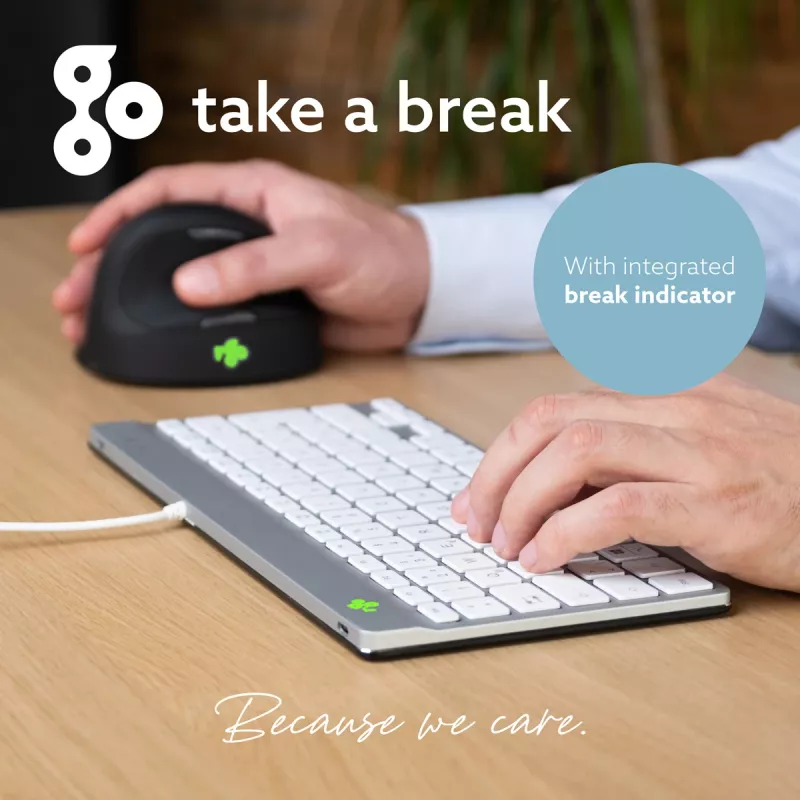 R-Go Tools Ergonomic tastatūra R-Go Compact Break, compact tastatūra with break software, AZERTY (FR), wired, balta
