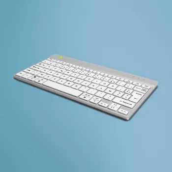 R-Go Tools Ergonomiska tastatūra R-Go Compact Break, kompakta tastatūra ar pārtraukumu programmatūru, AZERTY (FR), Bluetooth, balta