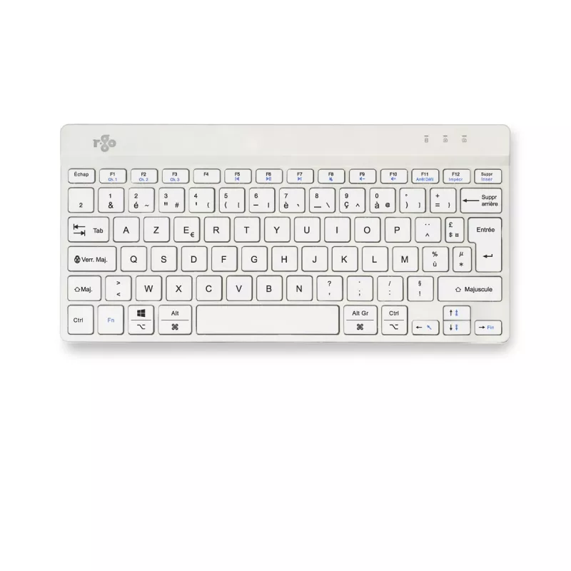 R-Go Tools Ergonomiska tastatūra R-Go Compact Break, kompakta tastatūra ar pārtraukumu programmatūru, AZERTY (FR), Bluetooth, balta