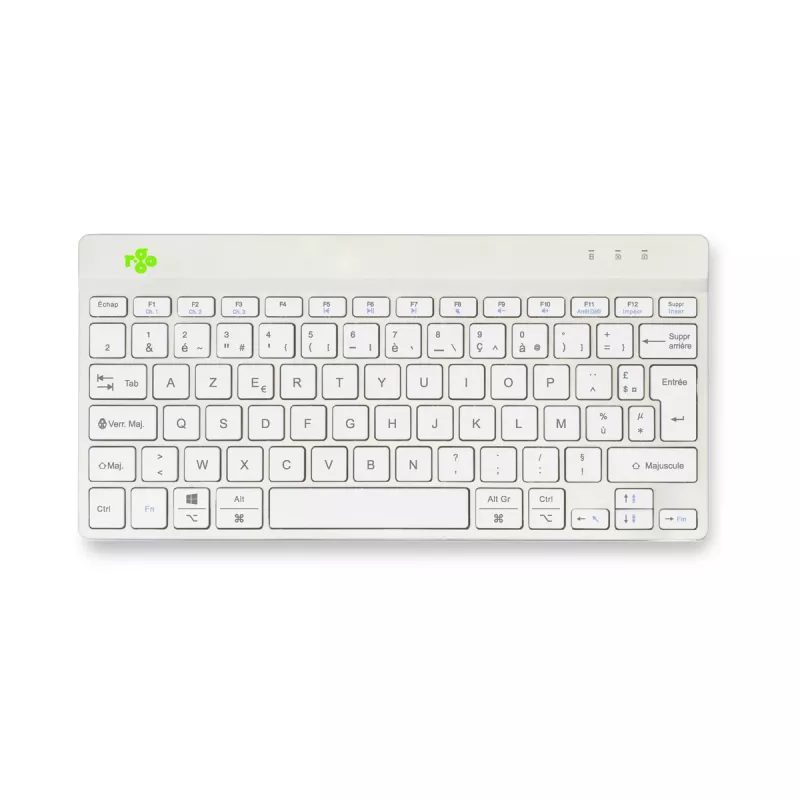 R-Go Tools Ergonomiska tastatūra R-Go Compact Break, kompakta tastatūra ar pārtraukumu programmatūru, AZERTY (FR), Bluetooth, balta