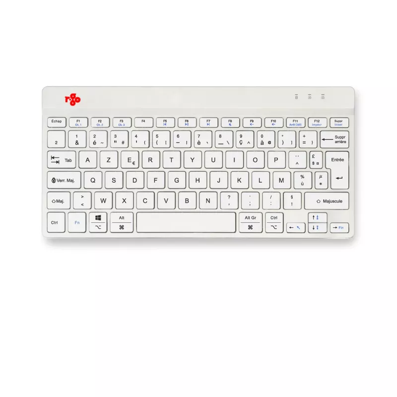 R-Go Tools Ergonomiska tastatūra R-Go Compact Break, kompakta tastatūra ar pārtraukumu programmatūru, AZERTY (FR), Bluetooth, balta