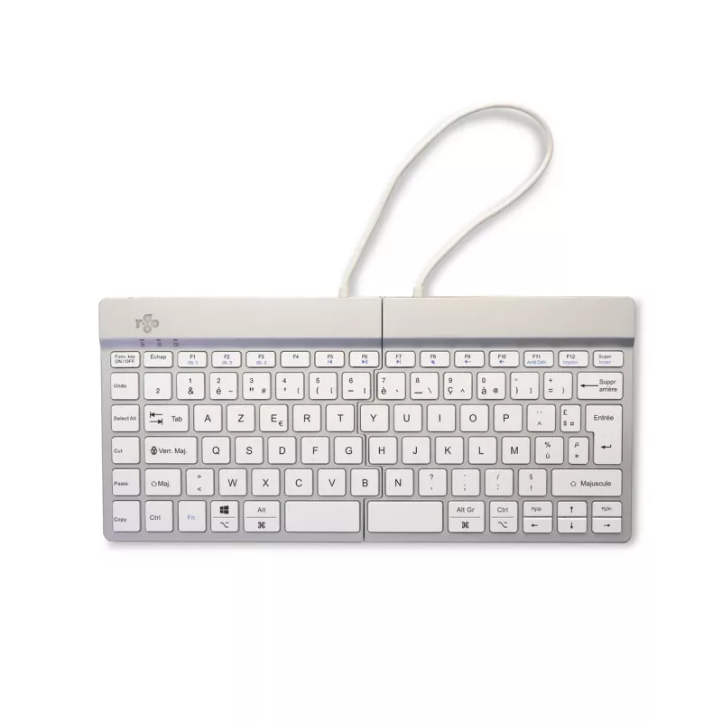 R-Go Tools Ergonomic tastatūra R-Go Split Break ar pārtraukuma programmatūru, ergonomiska dalīta tastatūra, AZERTY (FR), Bluetooth, balta