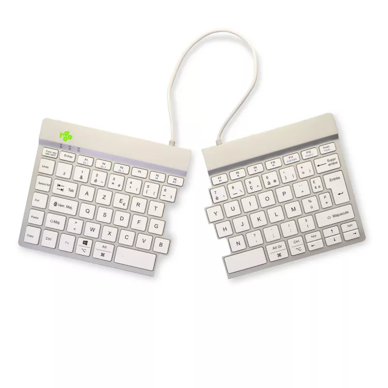 R-Go Tools Ergonomic tastatūra R-Go Split Break ar pārtraukuma programmatūru, ergonomiska dalīta tastatūra, AZERTY (FR), Bluetooth, balta