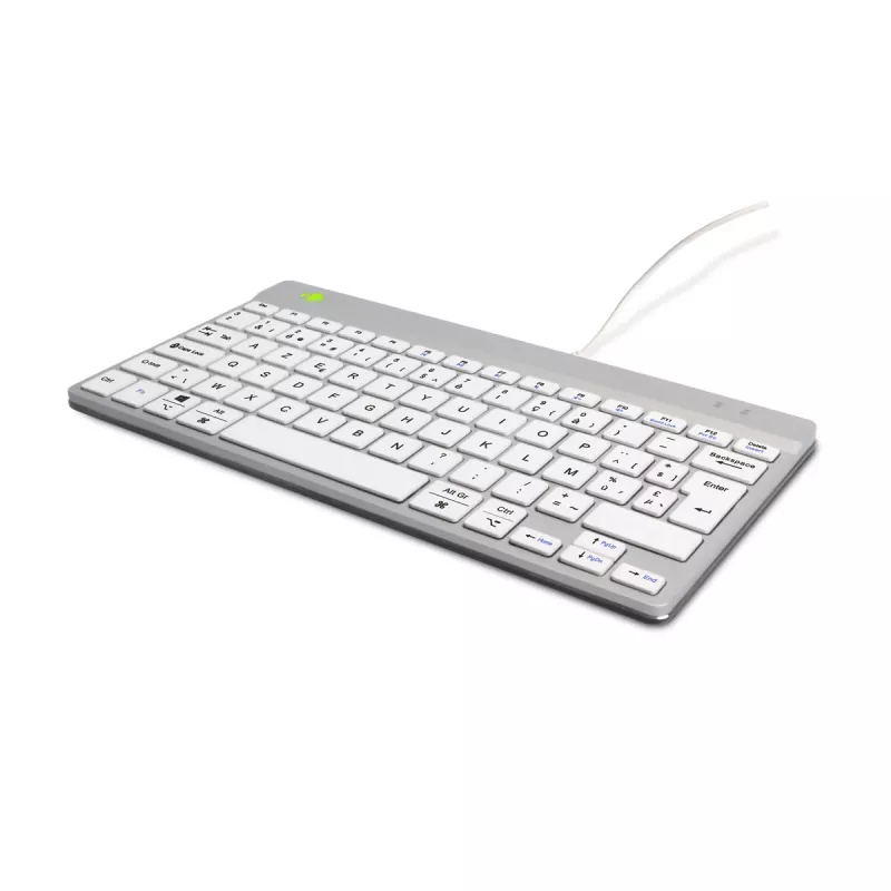 R-Go Tools Ergonomiska tastatūra R-Go Compact Break, kompakta tastatūra ar pārtraukuma programmatūru, AZERTY (BE), vadu, balta