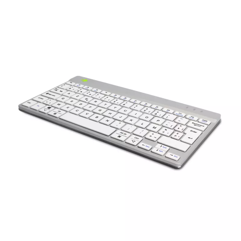 R-Go Tools ergonomiskā tastatūra R-Go Compact Break, kompakta tastatūra ar pārtraukuma programmatūru, AZERTY (BE), Bluetooth, balta