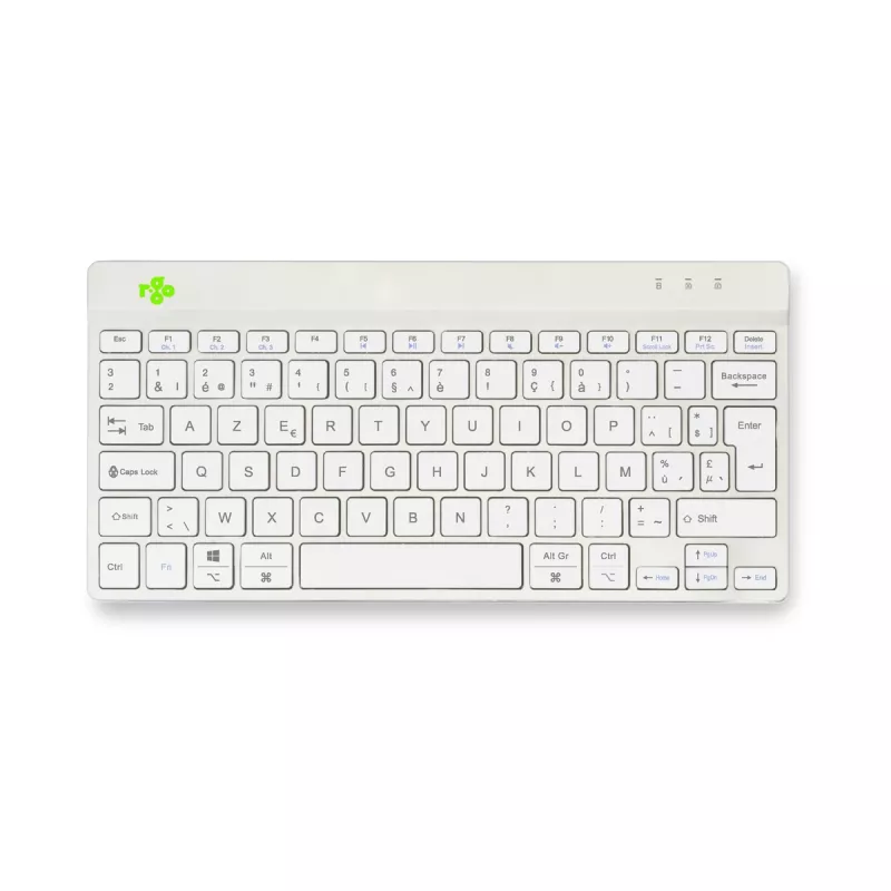 R-Go Tools ergonomiskā tastatūra R-Go Compact Break, kompakta tastatūra ar pārtraukuma programmatūru, AZERTY (BE), Bluetooth, balta