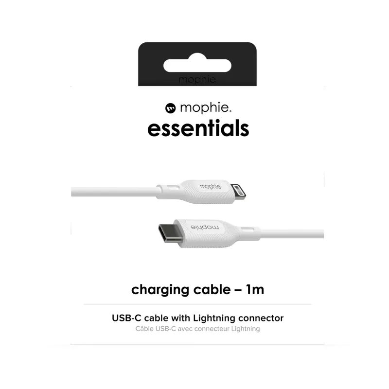 mophie essentials Lightning uz USB-C | uzlādes kabelis (1 m) Balts