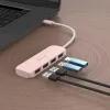 USB-C uz 4 portu USB-A Gen 2 centrmezgls j5create — 10 Gbps, USB 3.2, rožains, ABS pārstrādāta plastmasa, 100×27×19 mm