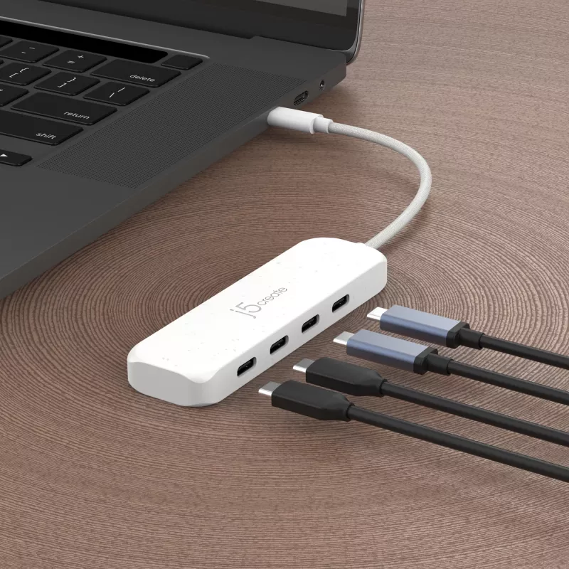 j5create videi draudzīgs USB-C uz 4 portu Type-C Gen 2 centrmezgls