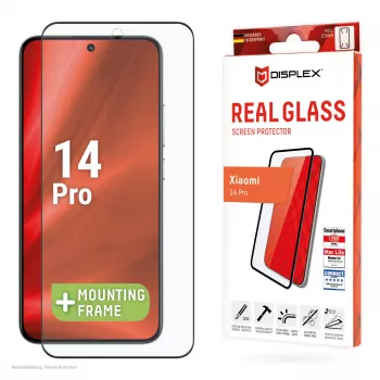 Ekrāna aizsargs e.v.i. Displex Full Cover (10H) Xiaomi 14 Pro, rūdītais stikls, eko montāžas rāmis, melna/caurspīdīga