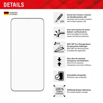 Ekrāna aizsargs e.v.i. Displex Full Cover (10H) Xiaomi 14 Pro, rūdītais stikls, eko montāžas rāmis, melna/caurspīdīga