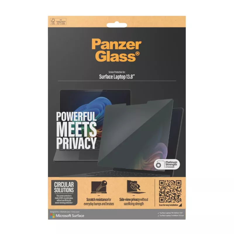 PanzerGlass ® Privātuma Ekrāna Aizsargs Microsoft Surface Laptop 7. paaudzes 13,8 collu | Īpaši plata piegulšana