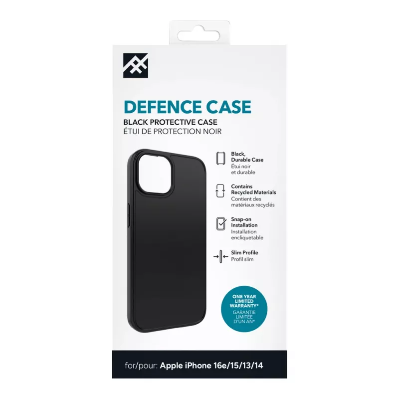 IFROGZ Defence vāciņš iPhone 17e/16e/15/14/13 Melns, Vāciņš, Apple, iPhone 17e/16e/15/14/13, 15,5 cm (6,1 inch), Melns