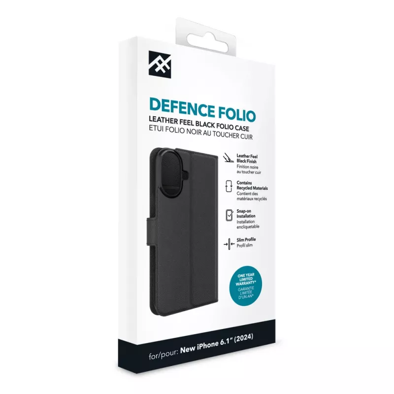 IFROGZ IF Defence Case Folio Apple iPhone 16 Melns INTL, Folio, Apple, iPhone 16, 15.5 cm (6.1 collas), Melns