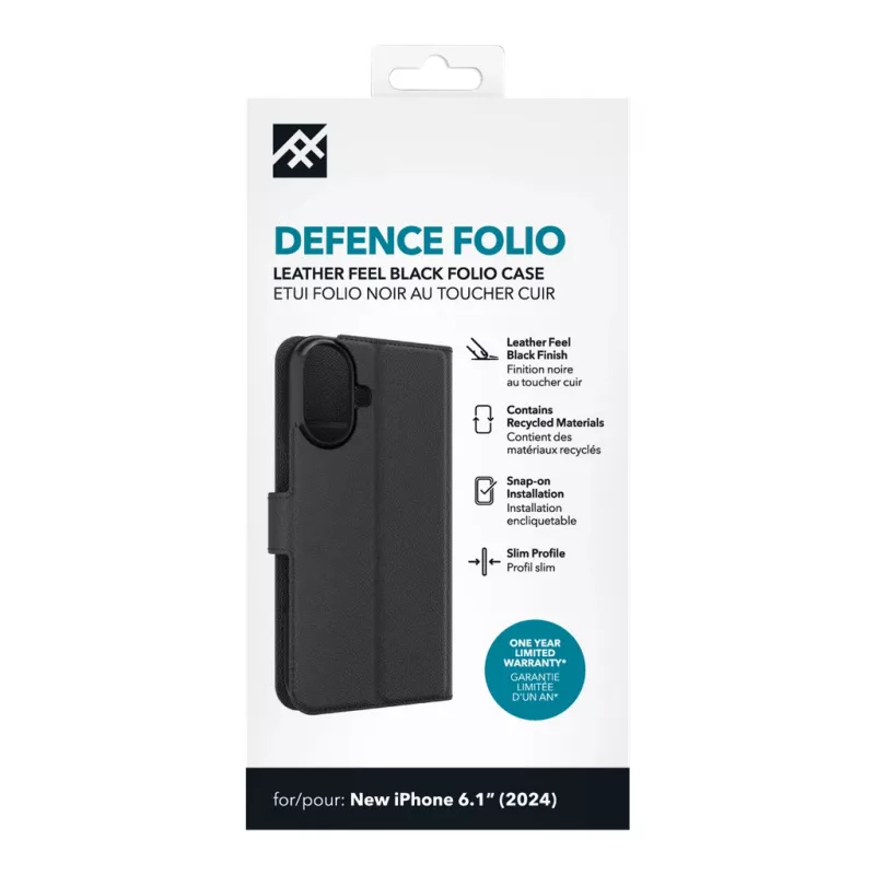 IFROGZ IF Defence Case Folio Apple iPhone 16 Melns INTL, Folio, Apple, iPhone 16, 15.5 cm (6.1 collas), Melns