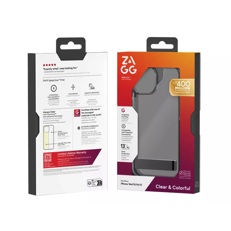 ZAGG Santa Cruz Kickstand vāciņš iPhone 17e/16e/15/14/13 melns