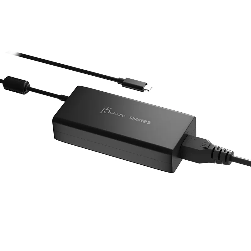 USB-C GaN lādētājs j5create JUP17140 140W PD3.1, iekštelpām, melns, 59×127×30,5 mm
